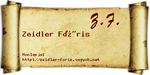 Zeidler Fóris névjegykártya